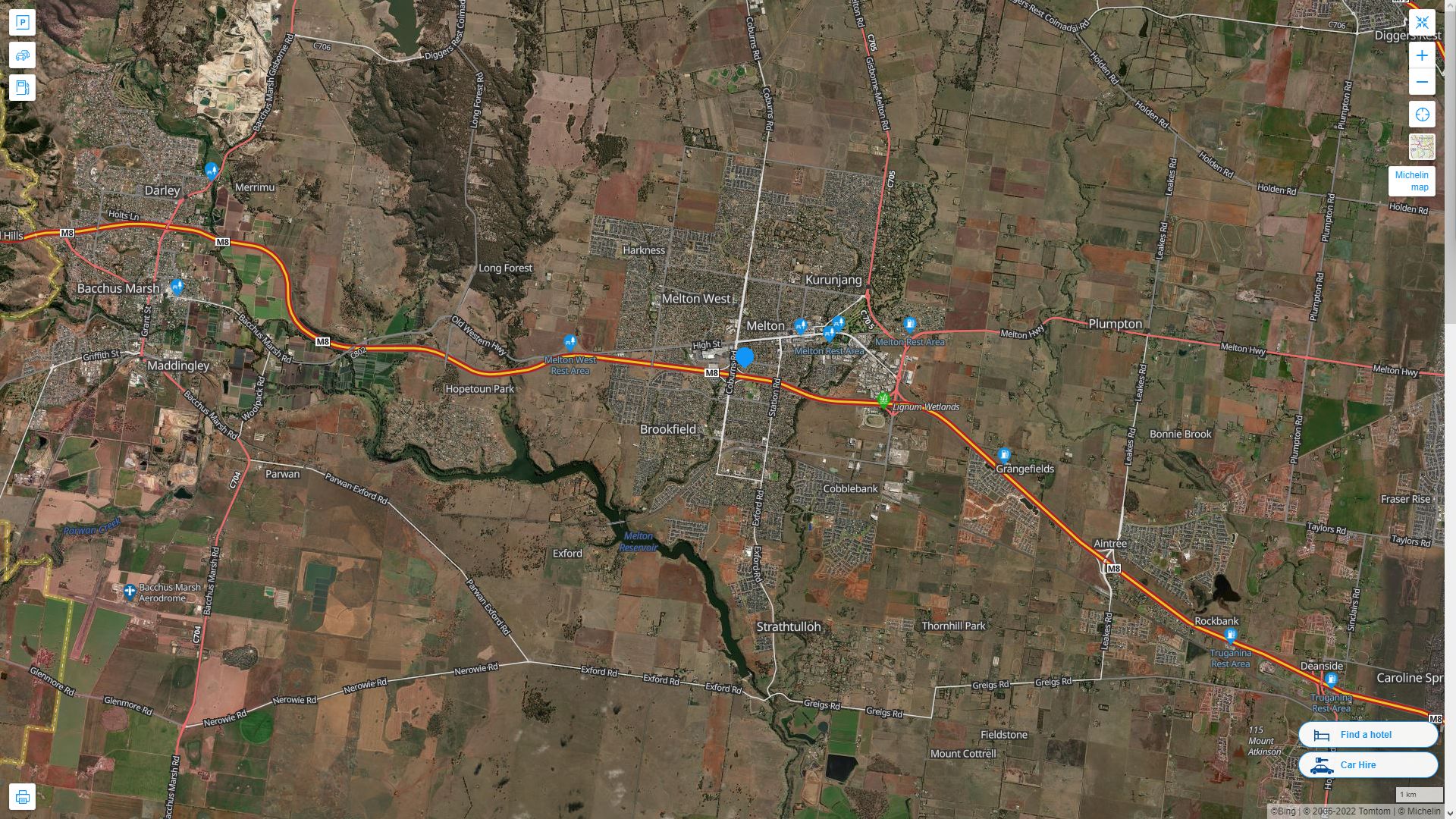 Melton Highway and Road Map with Satellite View